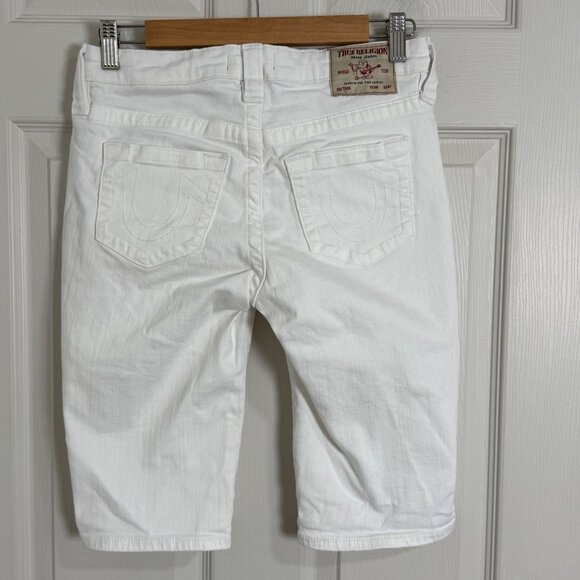 True Religion Bermuda Shorts Womens 27 White Grunge Prep‎ Y2K Streetwear - Picture 2 of 11